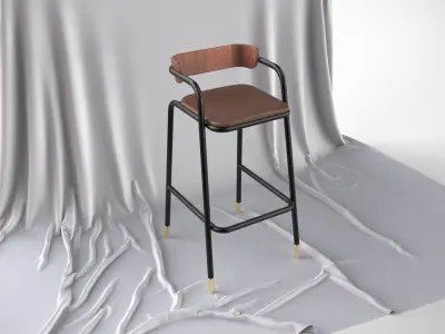 Designer Bar Stool Mid Century Modern Scandinavian Design 3D model