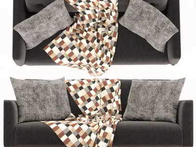 Calvers Sofa with pillows and blanket 3D model