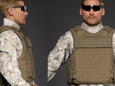 Universal Armor Plate Carrier for Unreal Engine 8 Camos LODs Low-poly 3D model
