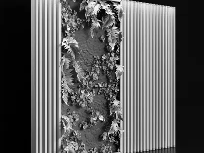 Wooden planks and vertical garden 3D model