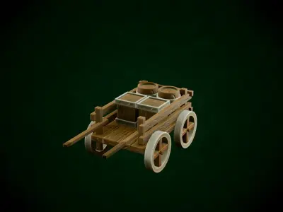 Stylized Wood Cart Free low-poly 3D model