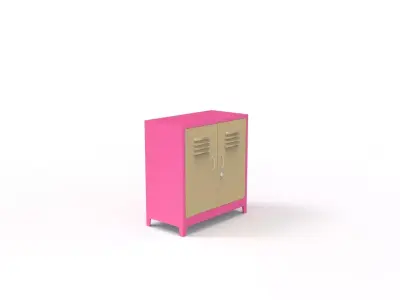 METAL CABINET-DOUBLE SHORT-PINK AND CREAM Low-poly 3D model