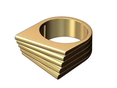 Rounded bar helical pattern large statement ring 3D print model