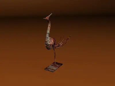 Statue metal bird sculpture 3D model