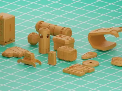 sci fi Pieces   Low-poly 3D model