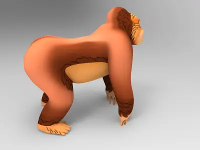 3D Cartoon Model Gorilla Animated and Rigged Low-poly 3D model