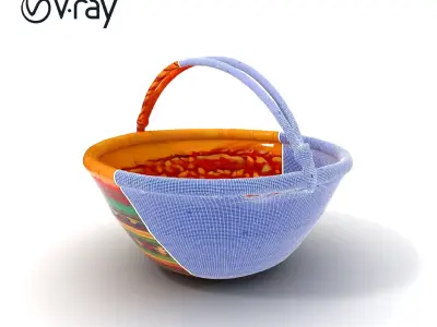 Colorful Woven Basket Model Pack Low-poly 3D model