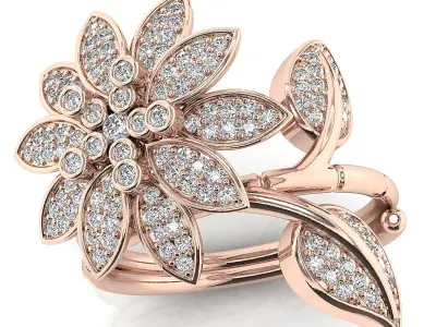 Fancy flower ring  Free 3D print model