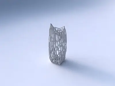 Vase double arc rectangle with faceted organic lattice 3D print model