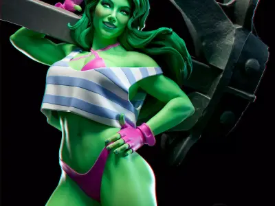 Fan She Hulk - printable stl 3D print model