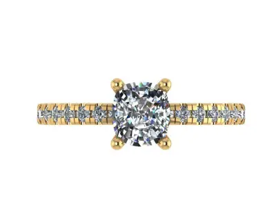 Cushion cut diamond solitaire ring 3D print model