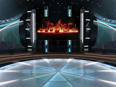 Virtual TV Studio Entertainment Set 5 3D model