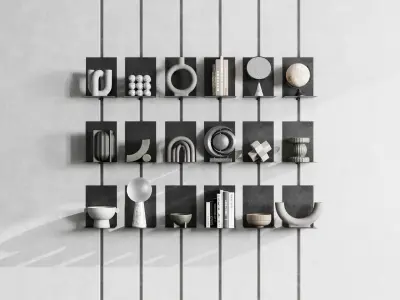 Metal Shelves Decorative With Book - metal Rack Low-poly 3D model