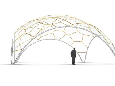 Voronoi Dome Wireframe Structure Stand Alone Pavilion v1 3D model