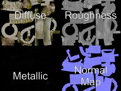 Stone Wishing Well D Model Pack Low-poly 3D model