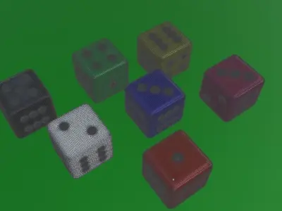 6 Edged Dices Low-poly 3D model