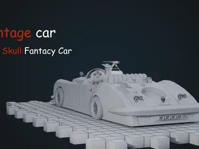 Red Skull Fantacy Vintage Car Low-poly 3D model