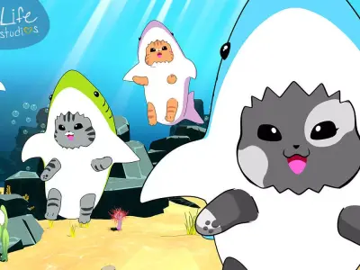 Viral Baby Shark Cats Entire Scenes and Characters Setup 3D model