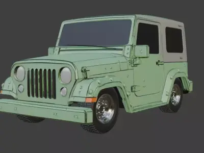 Jeep and Tyres are seperated 3D model