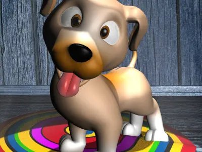 Cartoon Little Dog RIGGED Low-poly 3D model
