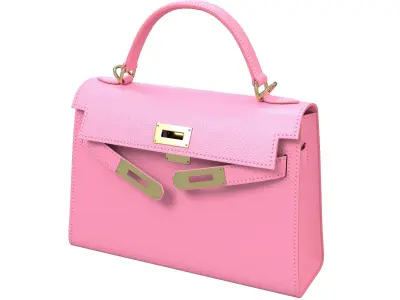 Hermes Kelly Bag Pink Leather Low-poly 3D model