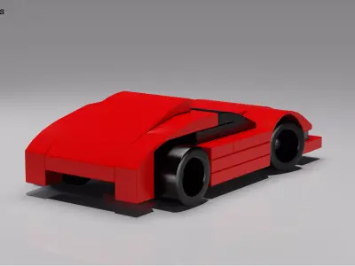 Custom Lego Car Game-ready Low-poly 3D model