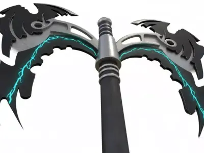 Rusty Double Blade Battle Axe Low-poly 3D model