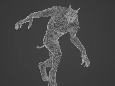 Werewolf demon with claws Low-poly 3D model