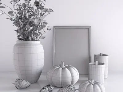Autumn decorative set 3D model