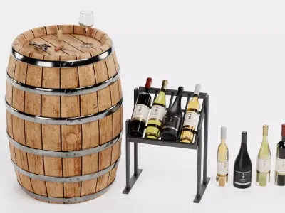 -Wine Set- Low-poly 3D model