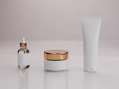 Cosmetic Bottles and Tube Set 3D model