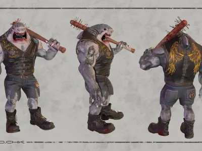 SharkBiker unreal engine unity Low-poly 3D model