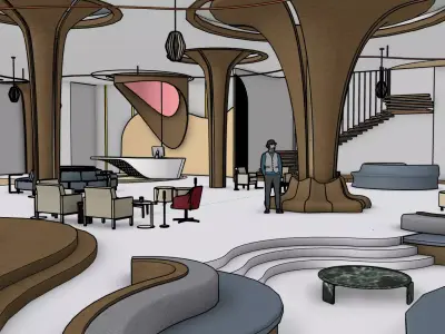 Modern hotel reception - interior designed 3D model