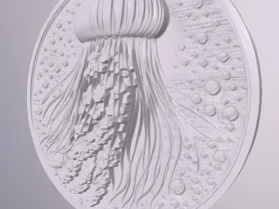 Jellyfish 1 basrelief for 3D printing 3D print model