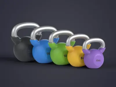 Kettlebells Set Low-poly 3D model