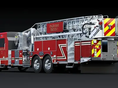 Fire Truck Aerial Platform Palm Bay Low-poly 3D model