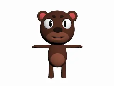Cartoon Bear Character Low-poly 3D model