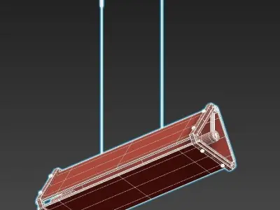 haga-long industrial pendant light with frame and clear glass 3D model