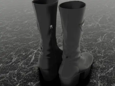 PRADA MID LEATHER BOOTS 3D SHOES Low-poly 3D model