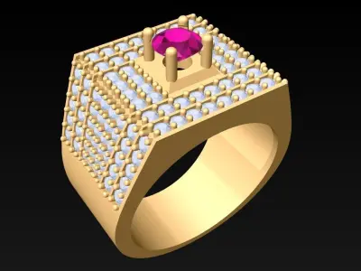 Diamond Rings - Mens Ring - N5152 3D print model