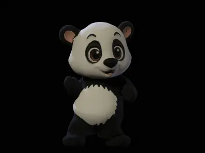 Panda mobile ready Low-poly 3D model