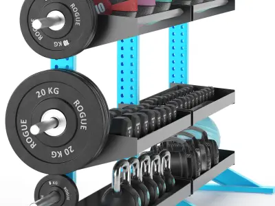 Gym-Tools-Fitness-Body-Building-set-13 gym rack with weights ... 3D model