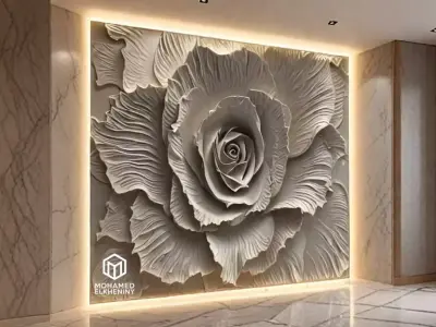 modern panel wall decor set wall relief mural CNC 114 3D model