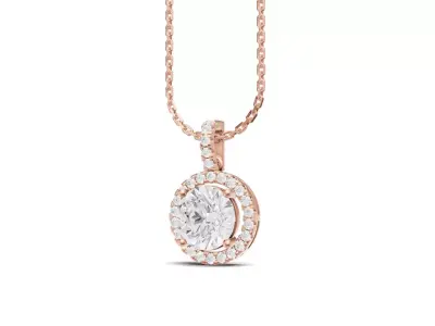 Round Pointer Diamond Pendant With Yellow Center Stone 3D print model