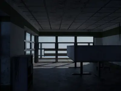 Highrise Building with dirty design and interior Low-poly 3D model