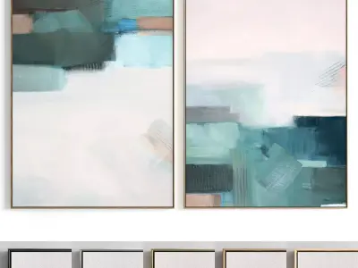 Plaster Two Photo Frame 98 Low-poly 3D model