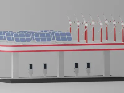 Green Energy EV Charging Station 3D model