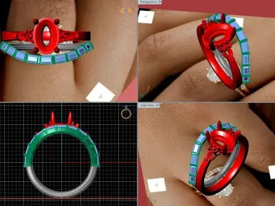 STL 3DM Print Ready Women Diamond Ring Lightweight Printable  3D print model 184