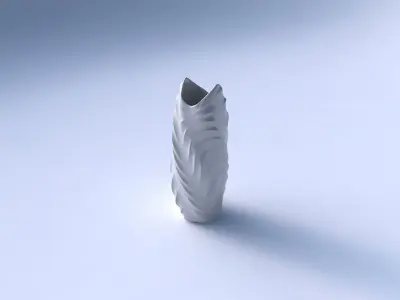 Vase twisted double arc hexagon  with curved horizontal wavy ... 3D print model