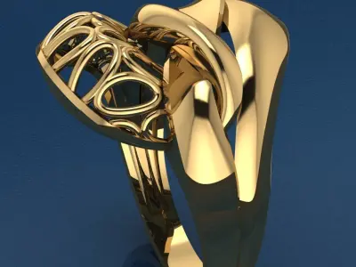 Ring1 gold ring with intricate design 3D print model
